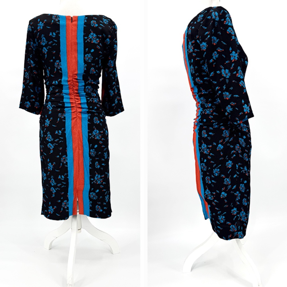 Tracy Reese Posey Silk Crepe Boatneck Bodycon Midi Dress - Picture 3 of 10